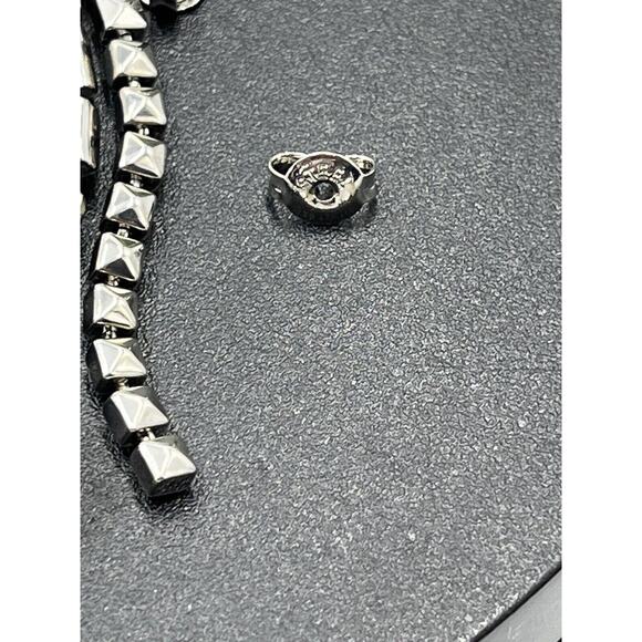 Diesel Designer Signed Stainless Steel Long Square Studded Dangle Earrings - Picture 4 of 15